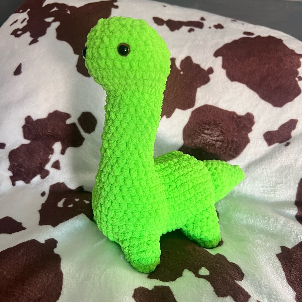 Green Plush Dinosaur Toy Crochet Handmade
